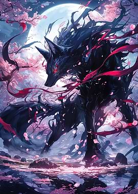 Wolf Cherry Blossom Forest