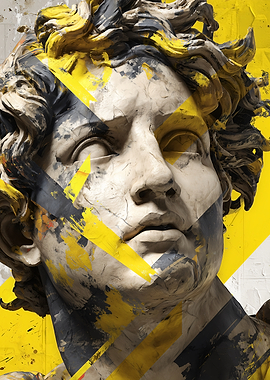 Statue with Yellow and Black Accents