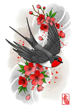Swallow and Cherry Blossoms