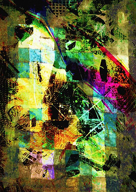 Abstract Asian Colorful collage art