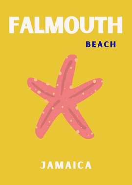 Falmouth Beach Jamaica Travel Poster