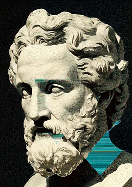 Classical Bust with Glitch Art Overlay