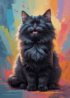 Happy Black Cat Portrait