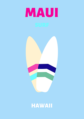 Maui Surfboards Hawaii Minimalist Art