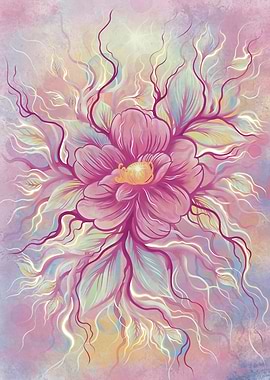 Cosmic Beauty of the Stylized Pink Peony Flower