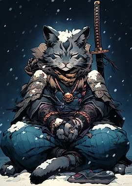 Samurai Cat Snow