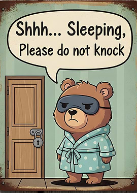 Sleeping Bear Cartoon Sign