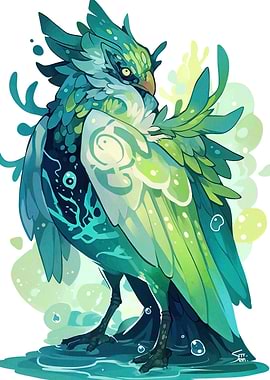 Aquatic Bird Digital Art Illustration