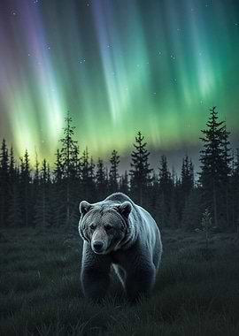 Bear Under the Northern Lights
