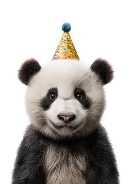 Panda Bear with Party Hat