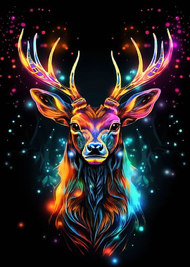 Colorful Neon Deer