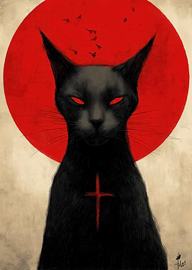 Black Cat with Red Cross