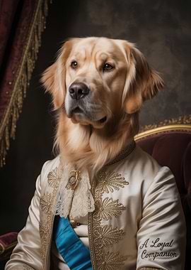Regal Golden Retriever Portrait - Loyal Golden Retriever | Royal Companion