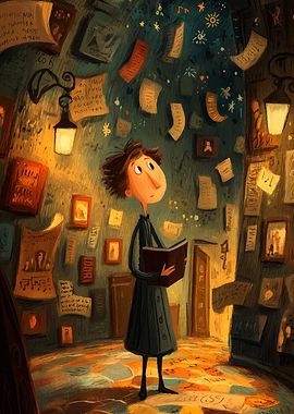Bookworm in a whimsical room