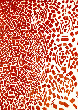 Abstract Red and White Mosaic Pattern
