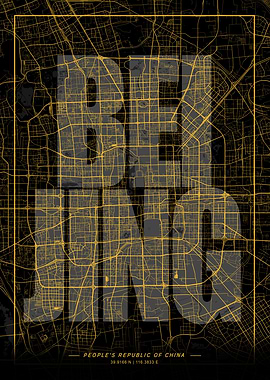 Beijing City Map Art