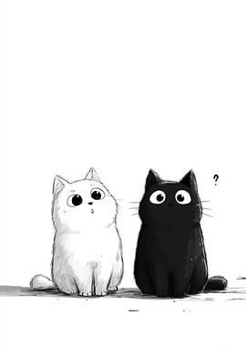 Two Cute Cartoon Cats