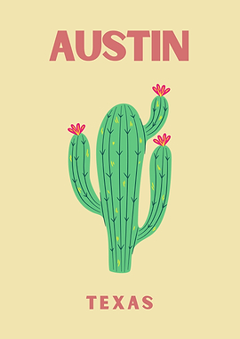 Austin Texas Cactus Illustration