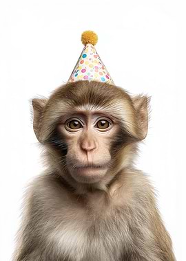Monkey with Party Hat