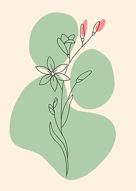 Minimalist Floral Line Art Illustration