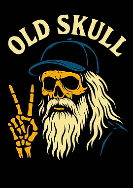 Old Skull Peace Sign Illustration