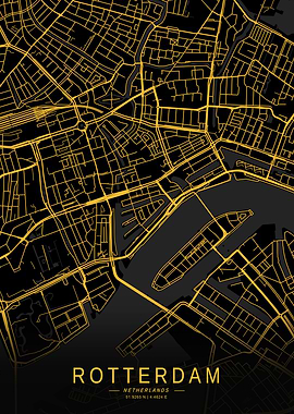 Golden Rotterdam City Map