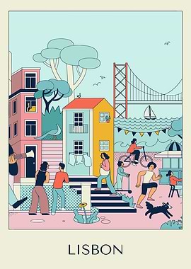 Lisbon Cityscape Illustration
