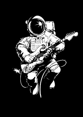 Astronaut playing guitar in space