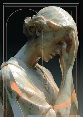 Distressed Statue with Golden Accents