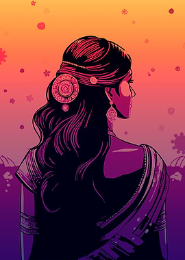 Woman with Traditional Jewelry Illustration