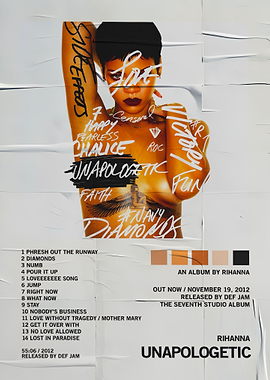 Rihanna Unapologetic Album Cover Poster