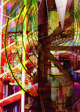 Abstract Cityscape with Geometric Shapes