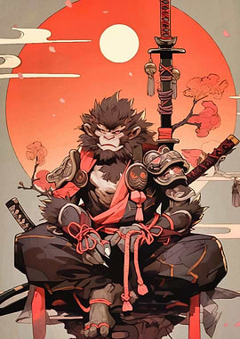 Monkey Samurai Warrior