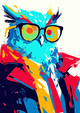 Stylish Owl with Glasses Art