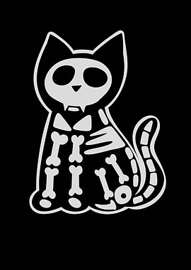 Skeleton Cat Illustration