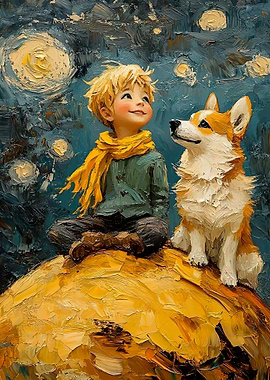 The Little Prince and Corgi Painting