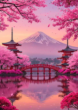 Mount Fuji Cherry Blossom Landscape