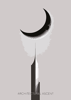 Architectural Ascent: Moonlit Skyscraper