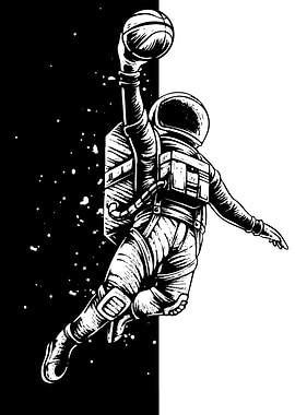 Astronaut Dunking Basketball in Space