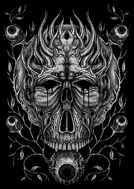 Skull with Eyes and Vines