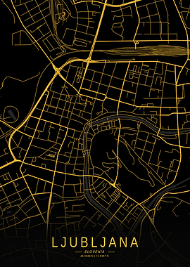 Golden Ljubljana City Map