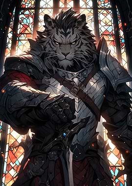 Anthropomorphic Tiger Knight in Armor