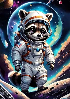 Astronaut Raccoon Space