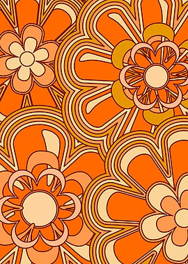 Retro Orange Floral Pattern