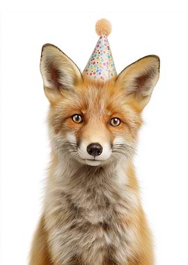 Fox with Party Hat