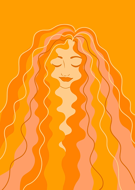 Orange Woman with Flowing Hair
