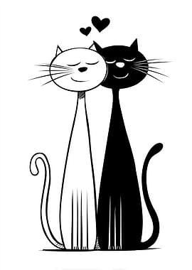 Loving Cats Black and White