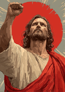 Jesus Christ with Raised Fist