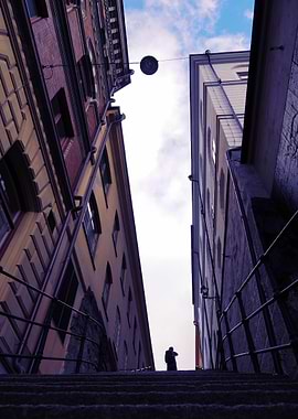 City street view from stairs