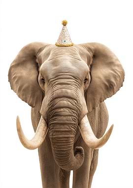 Elephant with Party Hat